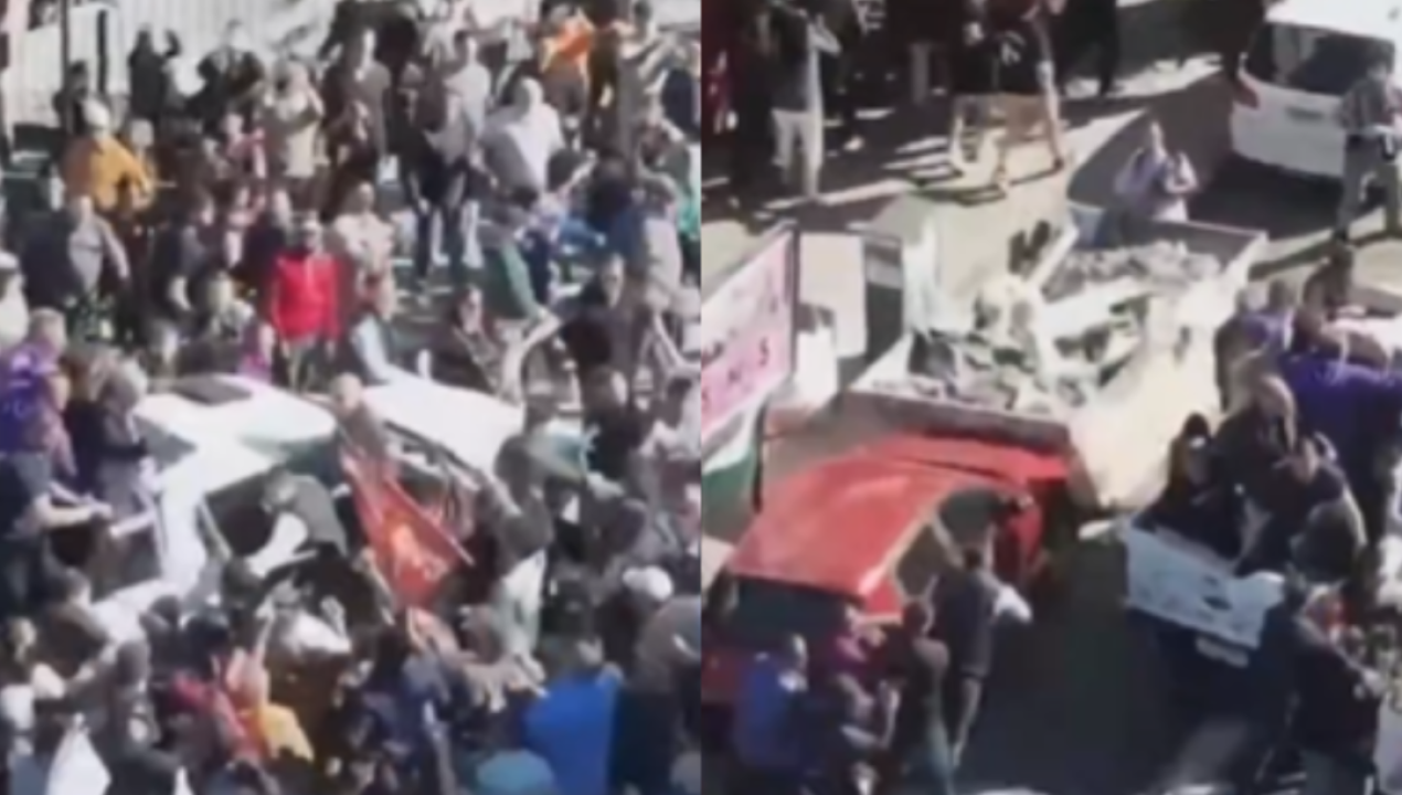 /internacional/video-piedras-y-botellas-obligaron-a-evacuar-a-milei-en-medio-de-caravana